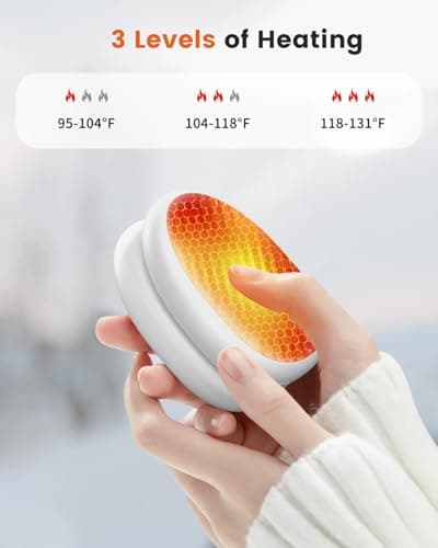 coldSky Handwarmers Rechargeable 2 Pack, 4000mAh Pebble-Shaped Electric Hand Warmer with Magnetic, Reusable Portable Pocket Heater, 2s Fast Heating,Up to 8 hrs, Idea Santa Gifts for Men, Women White — view 2