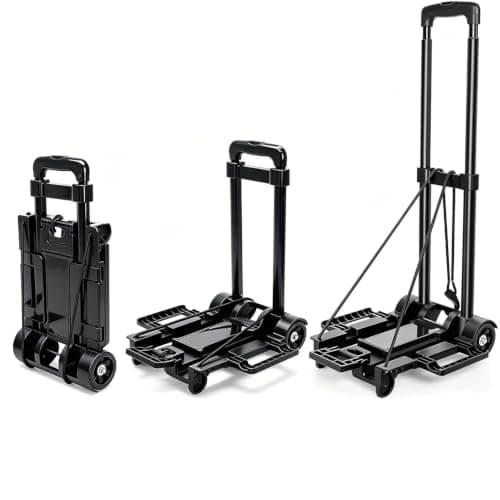 Heavy Duty Folding Trolley on Wheels 35kg Load Capacity, Wheelbarrow Festival Trolley Foldable Sack Barrow Wheel Barrow Sack Truck for Luggage, Groceries, Office, Warehouse (2 Wheels - Black - Steel) — view 2