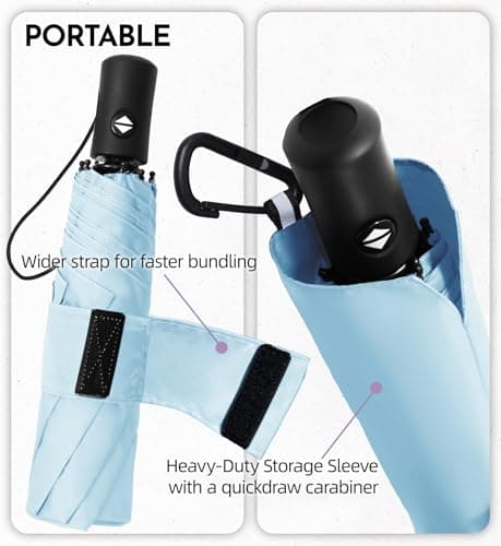 LILAC Windproof Automatic Umbrella, Strong 8 Ribs Compact Travel Brolly — view 4
