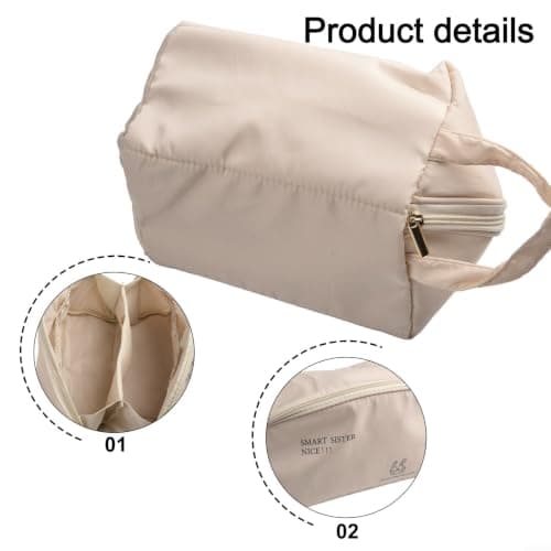 Underwear Storage Bag with Compartments for Bras Socks and Lingerie Portable Organizer Memory Cloth Pouch Lightweight Case for Home Travel Drawer 25x13x13cm White Pink(A) — view 5