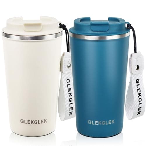 GLEKGLEK Insulated Travel Mug 500ml, Double Wall, Strap