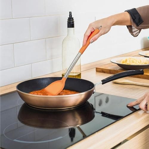 7PCS Cooking Utensil Set, Stainless Steel Handles, Silicone Non-Toxic BPA-Free, Kitchen Spatulas, Kitchen Tools Gift Set for Nonstick Cookware Food-Grade Heads - Silicone Gadgets (Orange) — view 5