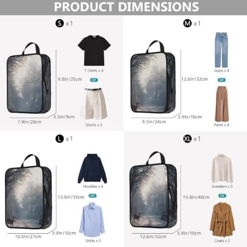 Winter Print 4 Set Expandable Packing Organizers For Luggage Suitcase Travel Accessories — view 3