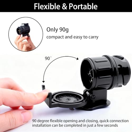 13 Pin to 7 Pin Towing Adaptor, Heavy Duty Waterproof Trailer Plug Converter, Universal 13 Pin Trailer Plug Socket Adaptor for Car Caravan Camper Van, Truck Trailer Durable 12V Connector Black — view 3