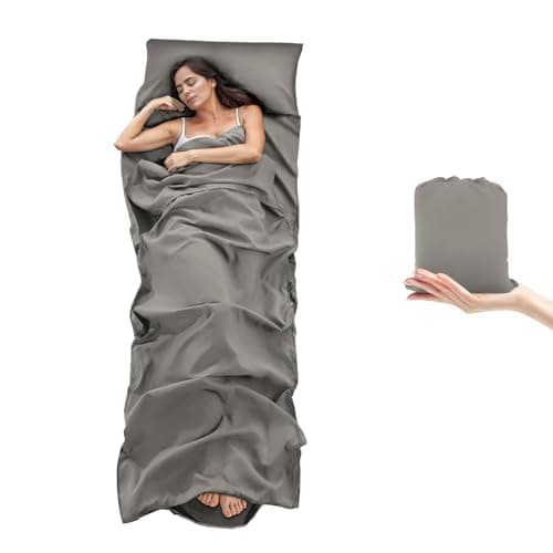 BREENHILL Sleeping Bag Liner, Camping Travel Sheet with Zip, Grey 80cm