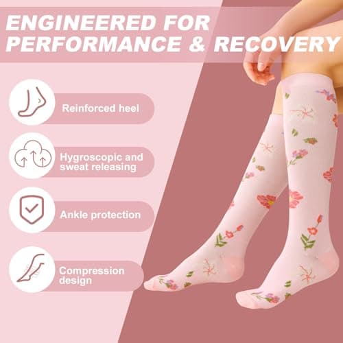 Zuimei 6 Pairs Compression Socks Circulation 20-30 mmhg Flight Socks — view 4