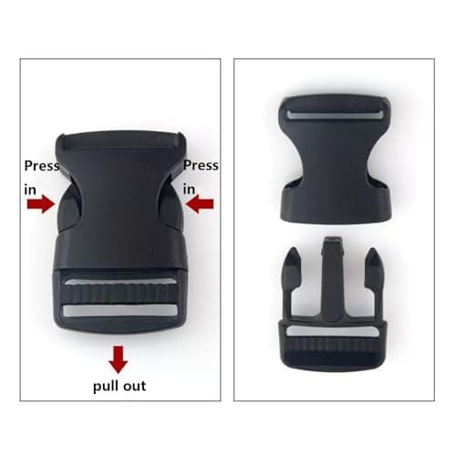 Xuamaea 4 Pack Heavy Duty Plastic Buckle Set - Includes 3 Adjustable Slider Clips & 1 Side Release for Backpack, Luggage Strap Repair (5cm / 2 Inch) — view 5