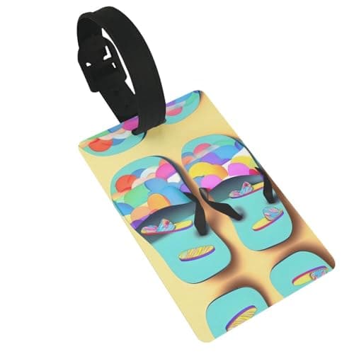 Funny Flip Flops Slippers Art Sandals TSA-Approved Luggage Tags for Suitcases - Personalized Bag Tags for Luggage, Travel Tags for Suitcases