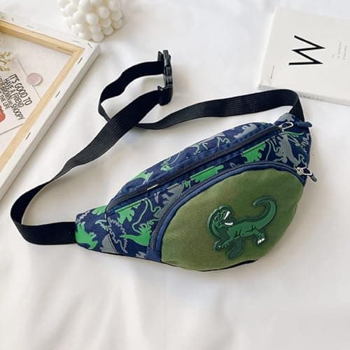 Kids Fanny Pack, Cute Dinosaur Kids Bum Bag Bumbag Waist Pack Cartoon Hipsack Belt Bag Small Belt Bum Bag Crossbody Purse Waist Pouch for Toddler Girls Boys Running Hiking Travel Sports — view 3