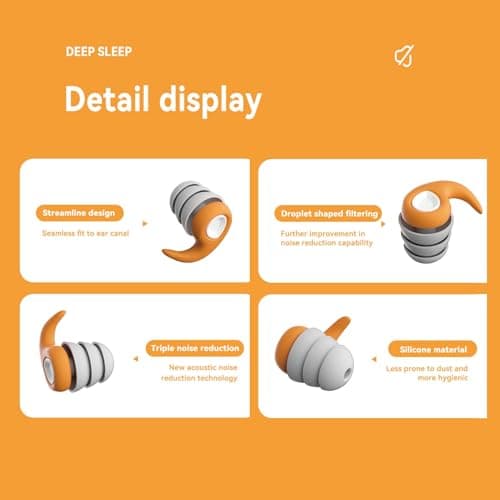 Soft Silicone Ear Plugs for Sleep, Noise Reduction - Reusable, Hearing Protection for Snoring, Travel, Work, Swimming - Protective Box (Black, Large) — view 6