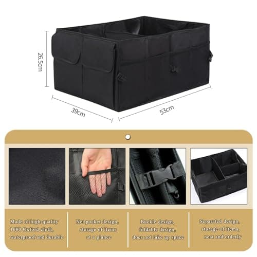 Car Boot Organiser for Lexus ES 250/ES 300 / ES 330/ES 350/ES 300h/ES 350h, with Handle & Partition Collapsible Boot Organise Travel, Groceries & Everyday Use — view 2