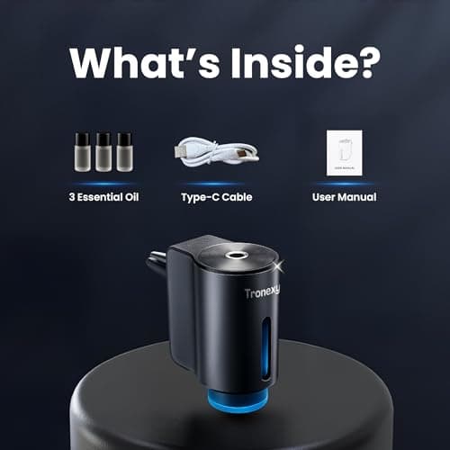 Tronexy Smart Car Air Freshener – Motion Sensor Aroma Diffuser with Vent Clip | Rechargeable, Includes 3 Fragrances, USB-C & Manual | Winter Edition (Cologne, Intercontinental Hotel, Sandalwood) — view 6