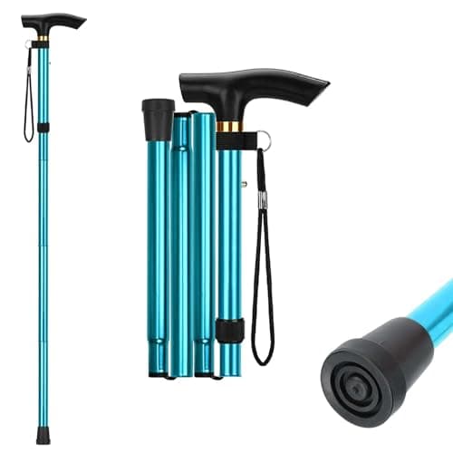 Walking Stick Adjustable Folding Walking Cane, Blue