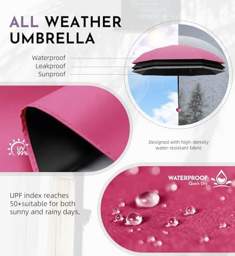 LILAC Mini Compact Umbrella, Lightweight Folding Parasol UPF 100 Rain Gear — view 2