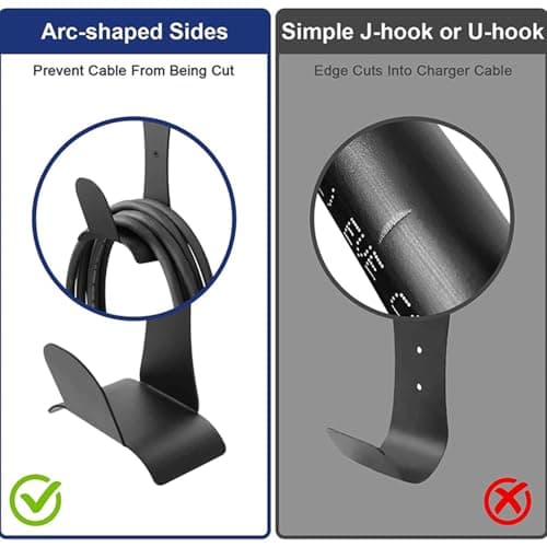 Xoguue EV Charger Cable Holder | Stainless Steel Wall Mount Accessories | EV Charger Stand | for Home Daily Commuting Adventure Vehicle Road Trip Travel Work Driver — view 4