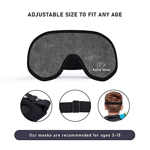 Sleep Mask for Kids with Blockout Light - Memory Foam 3D Contoured Eye Mask - Eye Cover & Travel Sleep Mask, Blindfolds for Kids, Girls, Boys (Grey) — view 3