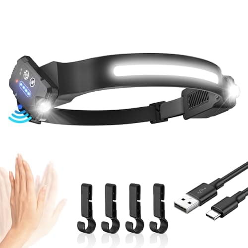 Demlaies Head Torch Rechargeable, 300° Wide Beam & 90°Adjustable Spotlights