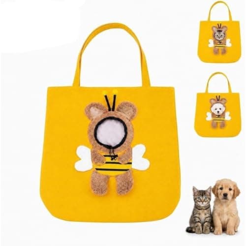 Breathable Canvas Cat Carrier Bag, Portable Pet Tote Open Head Handbag