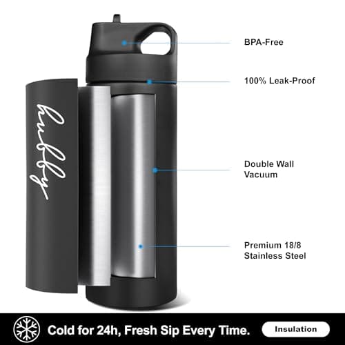 GroomBrideGifts Hubby and Wifey Travel Cups - Honeymoon Essentials & Engagement Gifts for Couples - Matching Couples Water Bottle Set — view 3