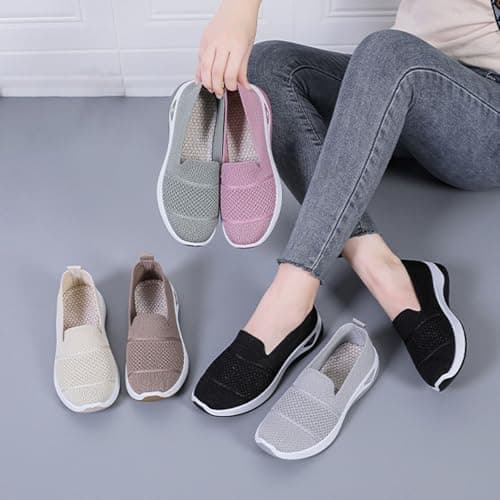 cfpqv Slip On Trainers Women's Orthopaedic Shoes Lightweight Mesh Sports Shoes Breathable Trainers Walking Shoes Gym Fitness Running Shoes Running Walking Road Running Shoes Bequme Slip-On Shoes Size — view 2