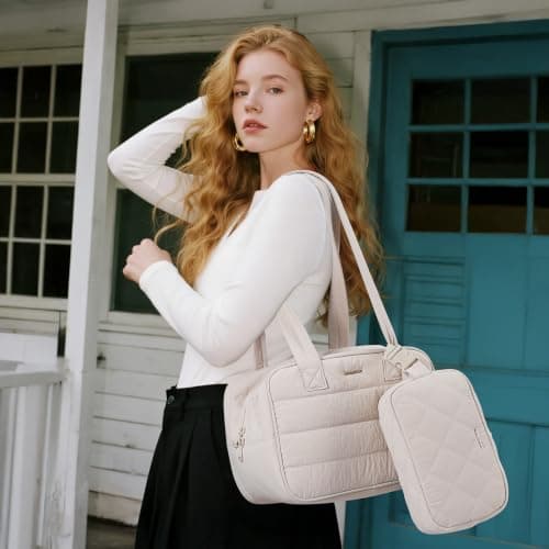 Cerbonny Small Cool Bag, Freezable Lunch Bag with Ice Packs, Beige — view 6
