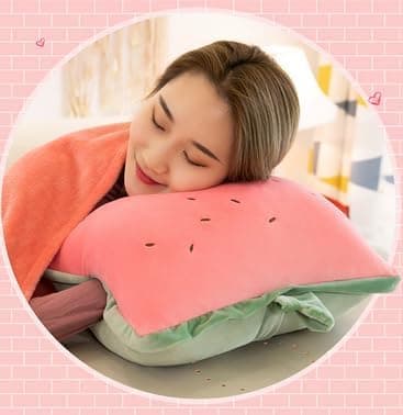 Rikyo 38 cm Plush Fruit Travel Set with Blanket and Pillow, 3 in 1 - Soft Plush Cuddle Pillow with Blanket for Warming Hands, Gift for Children — view 4