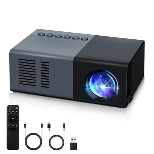 Mini Projector, Small Portable Projector .Suitable for children's gifts Video Projector, indoor video movies, and games. with Remote Control.Compatible for Smartphone, Laptop, PC (J9-H)