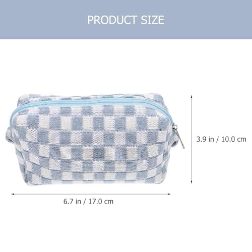 Levemolo Large Capacity Plaid Makeup Bag Woolen Yarn Cosmetic Bag Autumn and Winter Travel Portable for Women Easy Access Storage — view 2
