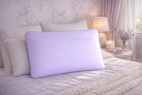 Pinkfairy Scented Infused Memory Foam Pillow – Orthopaedic Neck & Back Support, Cushion for Side, Back & Stomach Sleepers, Pressure Relief Cushion, Lavender, 60cm x 40cm x 13cm — view 3