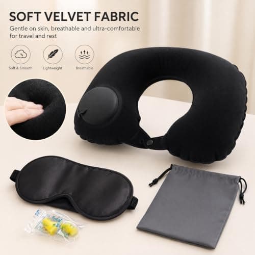 MOLICRAIN Inflatable Travel Pillow with Hand Pump, Neck Support for Flights — view 5