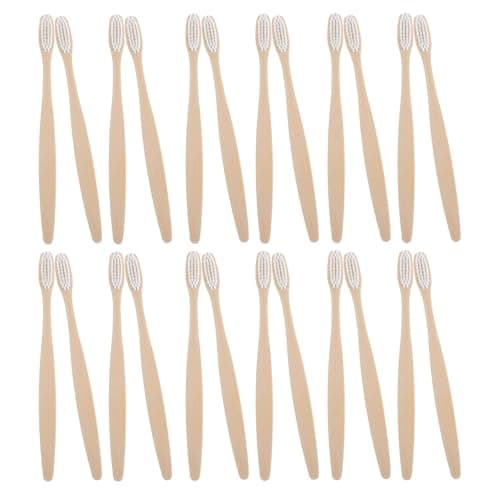24pcs Bamboo Travel Toothbrushes Extra Soft Bristles for Adults Hotel