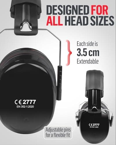GUKOY Ear Defenders Adults, SNR 33 dB Hearing Protection for Shooting, Noise Cancelling Headphones for Autism, DIY, Mowing, Construction, Adjustable Ear Protectors for Men Women (Black) — view 5