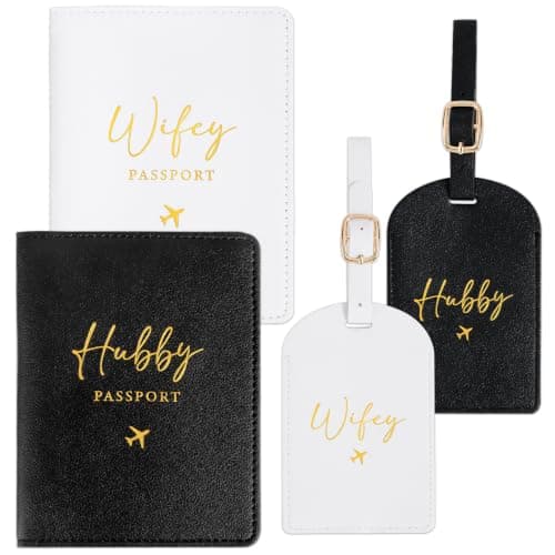 Hubby Wifey Passport Holders Luggage Tags Wedding Gift Honeymoon Essentials