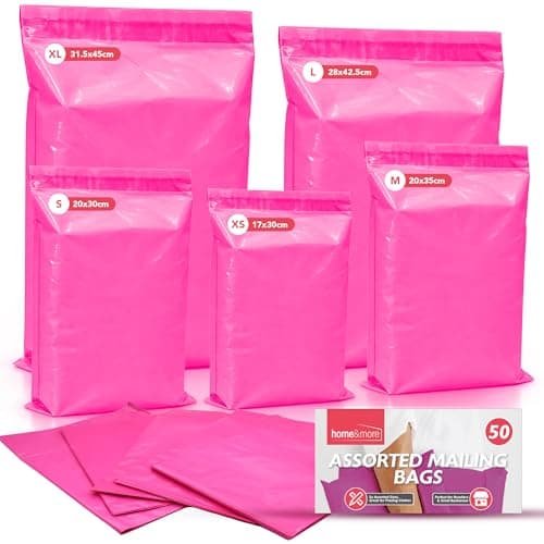 SOL 50pk Large Parcel Bags - Pink Self Seal Parcel Bags Medium and Large