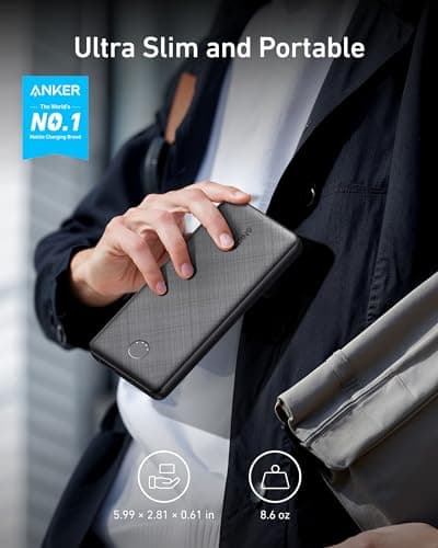 Anker Power Bank, 10,000mAh Portable Charger, PowerIQ USB-C Battery Pack — view 2