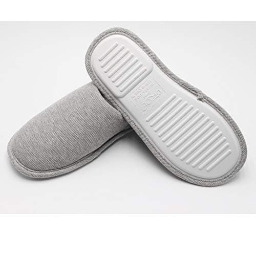 Ofoot Women's Cozy Thread Cloth Organic Cotton House Slippers, Washable Flat indoor/outdoor slip on shoes, Grey, 3.5-4.5 UK — view 5