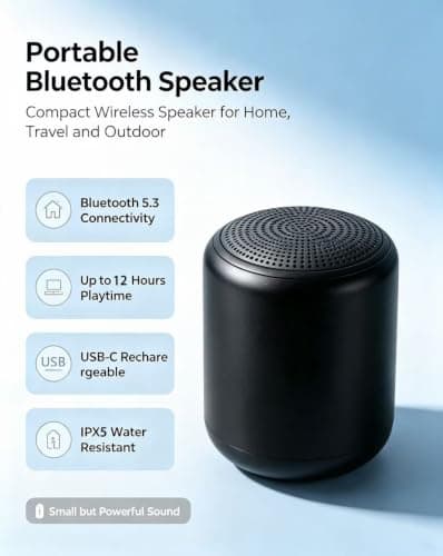 PIJJWY Bluetooth Speaker, Mini Portable Wireless Bluetooth 5.3 Speaker,IPX7 — view 2