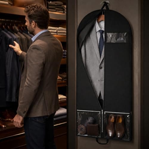 137cm Black Breathable Garment Suit Bag with 10cm Expandable Gusset — view 4