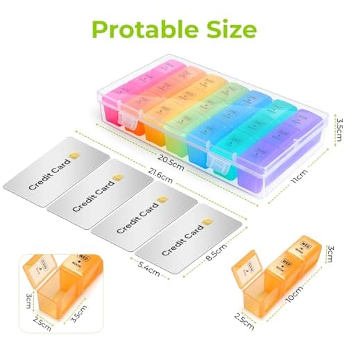 Opret Pill Box 7 Day 3 Times a Day, Weekly Travel Tablet Organiser — view 4