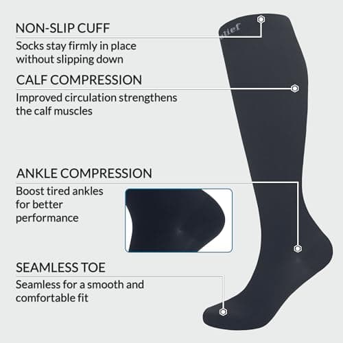 360 RELIEF Compression Socks for Women & Men, Flight Socks S/M Black — view 4