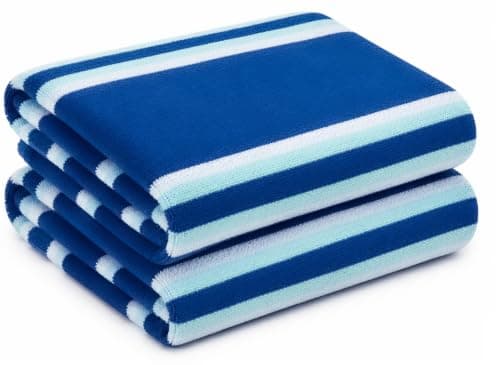 Adore Striped Beach Towels 2 Pack - Blue 75 x 150 cm