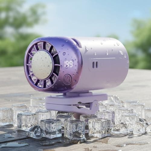 USB Car Clip Cooler Fan with LED Display (Purple) — view 2