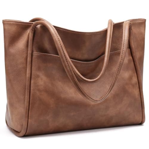 GAEKEAO Tote Bag for Women Simple Ladies Handle Handbags Larger Shoulder Bag Laptop Bags for School Work Travel Brown