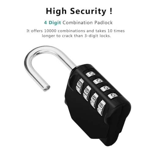 ZHEGE Combination Locker Padlock, 4 Digit Coded Padlock (Black) — view 2