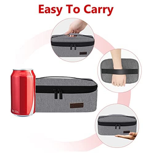 Gloppie Lunch Box Insulated Soft Bag Mini Cooler Tote Food Containers Portable for Work Office Travel,Grey — view 2