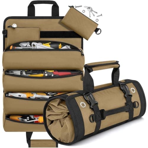 LASUK Heavy Duty Tool Roll Bag 52×33 CM, Khaki
