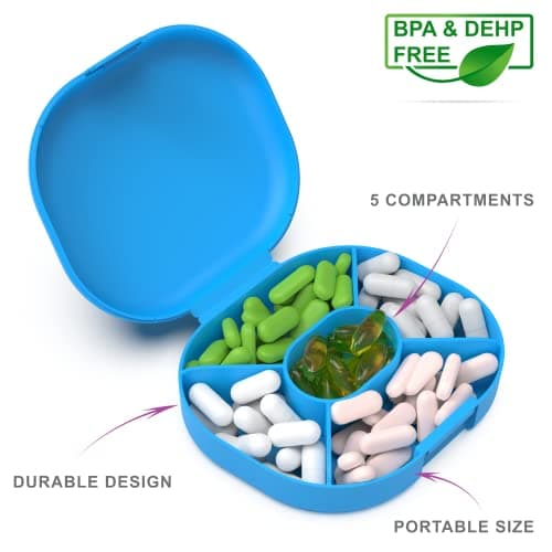 Freak Athletics Travel Pill Organiser - Pill Box, Medicine Container (Blue) — view 2