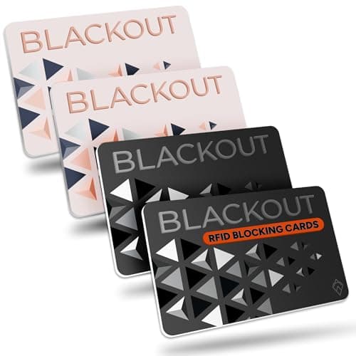 AKIELO Blackout RFID Blocking Card (4 Pack) – Ultra Thin Anti Theft Credit Card Protector – Ultimate Bank Card Blocker for Contactless Cards and Wallet Protection (Black & Blush Edition - 4 Pack)