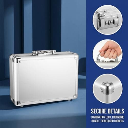 Cabilock Aluminum Briefcase Hard Storage Case with Password Lock Portable Metal Case for Medicine Tool Storage Box for Travel Camping and Outdoor Use 11.42 X 8.07 X 3.94 in — view 5