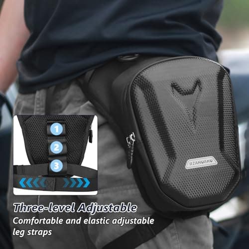 flintronic Leg Bag, Motorcycle Leg Bag, EVA Hardshell Durable Hiking Waist Pack, with Headphone Jack, Waterproof Multi-Function Sports Hip Bag for Men Women Cycling Running Traveling and Fishing — view 6